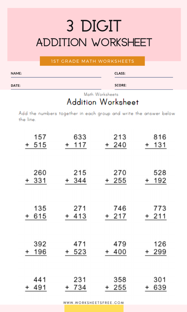 1 Digit Addition Worksheets
