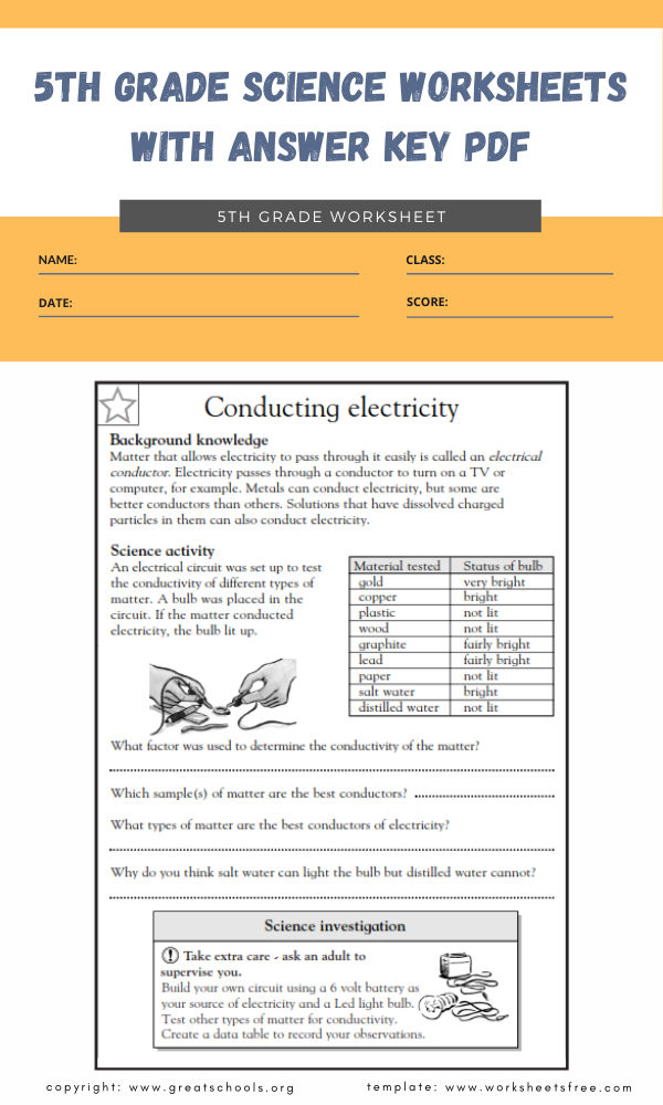 5th grade science worksheets with answer key pdf 3 | Worksheets Free