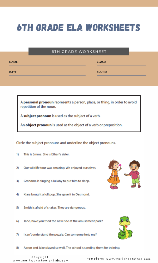 6th Grade ELA Worksheets In 2023 Worksheets Free