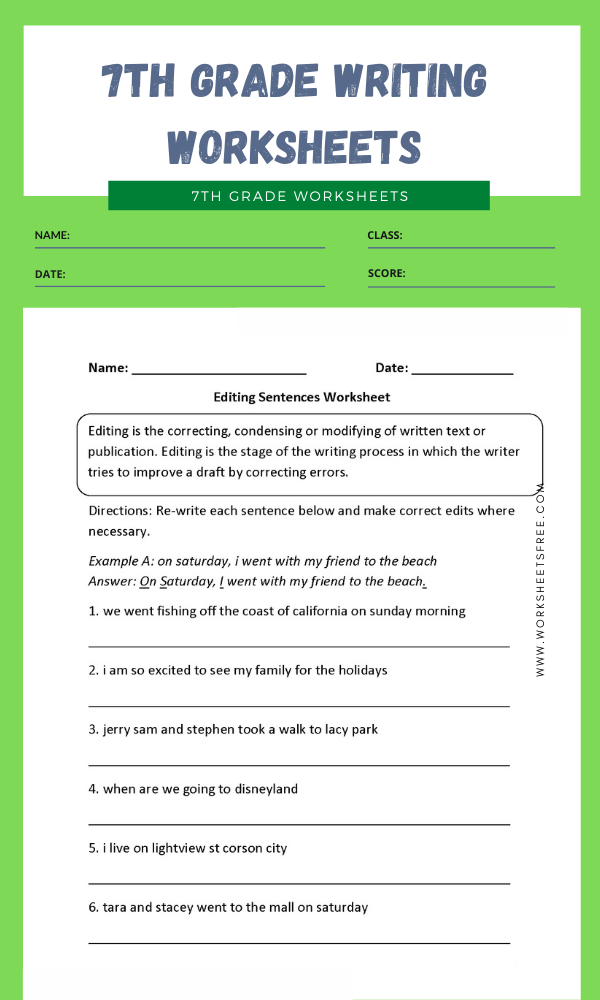 7th Grade Writing Worksheets 3 Worksheets Free