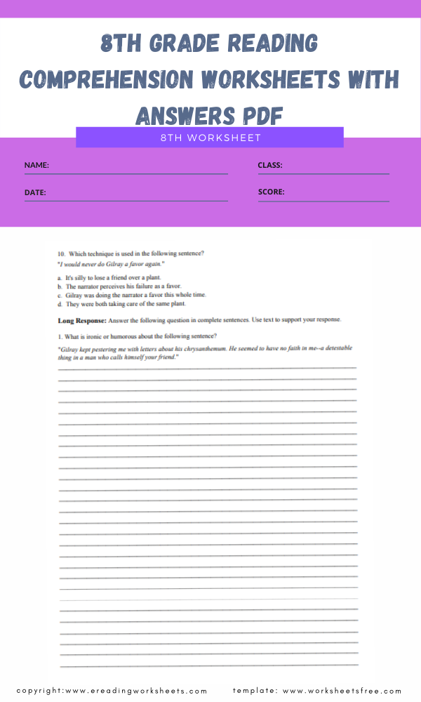 Reading Comprehension Worksheets Pdf Grade 8 Kidsworksheetfun Steve 