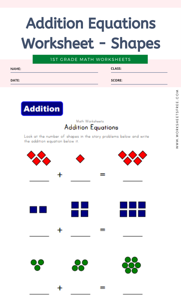 Addition Equations Worksheet Shapes Worksheets Free