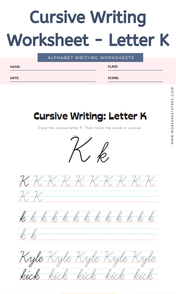 Cursive Writing Letter K Worksheets K5 Learning Cursive Letter K Worksheet Moody Jacob