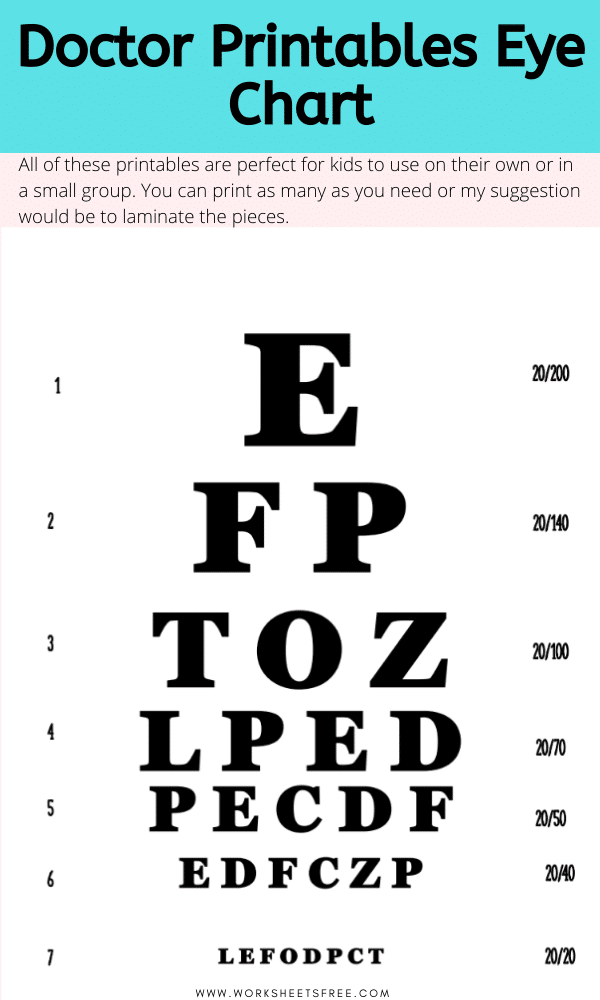 Doctor Printables Eye Chart Worksheets Worksheets Free