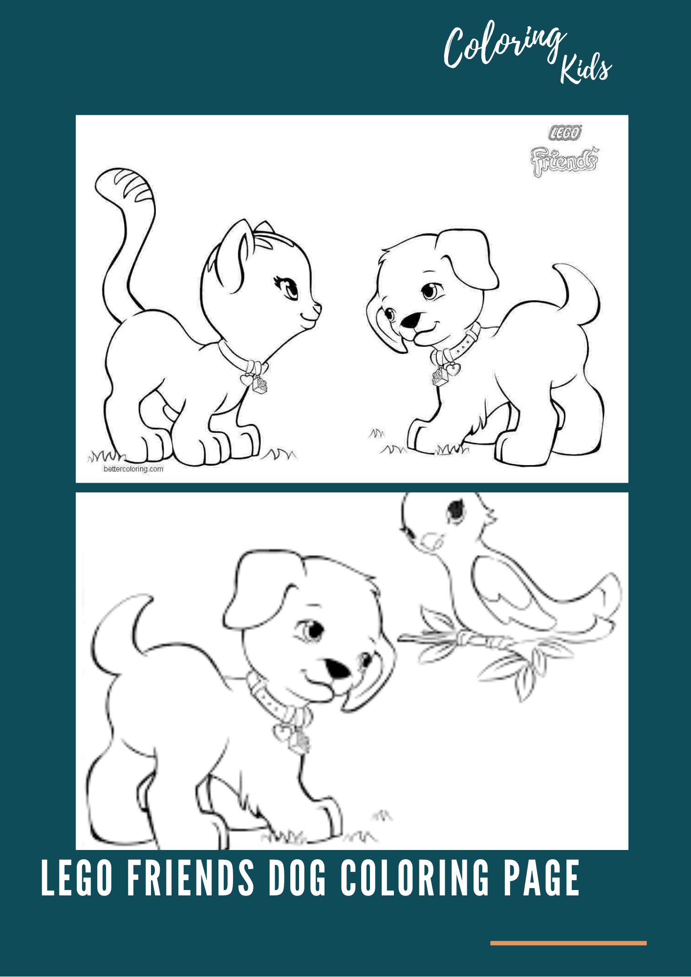 Lego-Friends-Dog-Coloring-Page | Worksheets Free