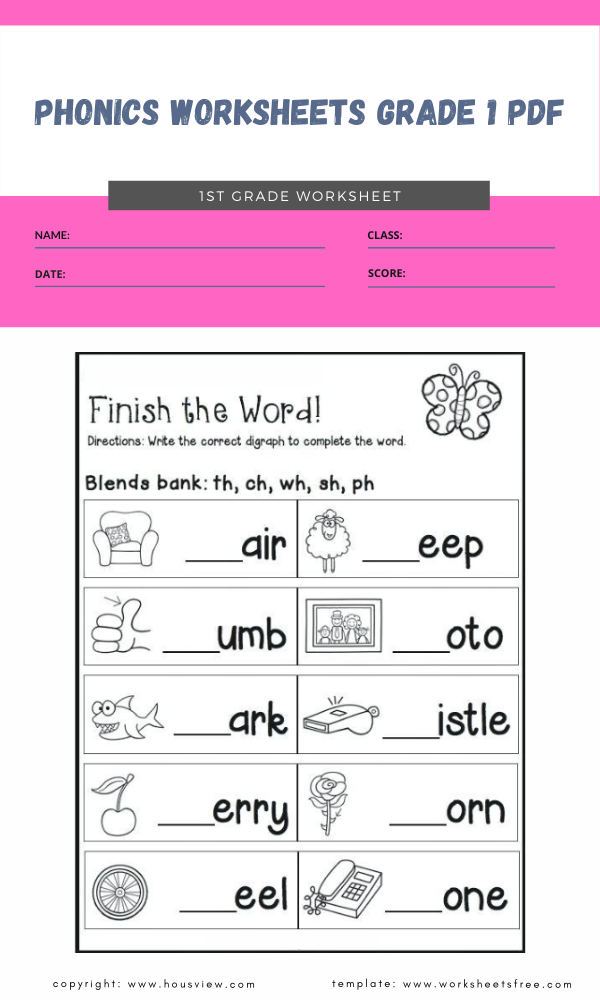 Phonics Worksheets Grade 1