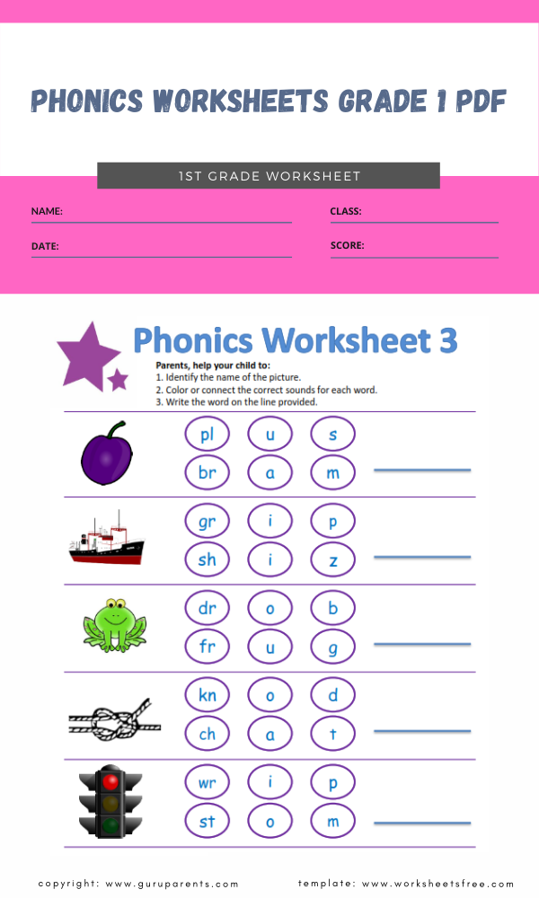 Phonics Worksheet For Grade 1